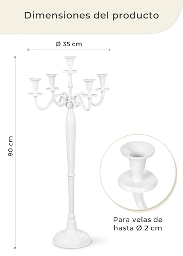 Miniatura 4 de Gräfenstayn Candelabro 1, 3 O 5 Brazos - Diferentes Tamaños - Candelabro En Color Plata, Negro, Blanco O Dorado Xl, Blanco