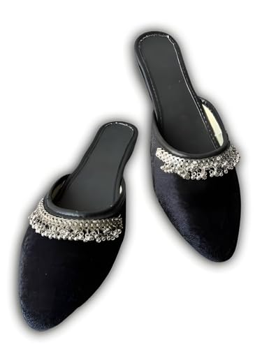 Image of Velvet Casual Comfortable Trending Black Jutti For Women