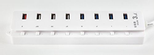 Device Core 8 Port Usb 3.0 Hub White (4 3.0 + 3 2.0 + 1 Superspeed Charging Port) With Individual Led Buttons And Comes With 12V Power Adapter For Pc, Usb Flash Drives, Mouses And More. #TOP19