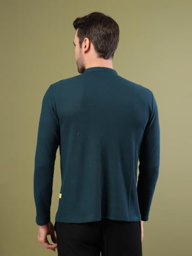 Image of Rigo Printed Casual T-Shirts for Men | Waffle Knit Solid T-Shirt for Men | Full Sleeves T-Shirts for Men