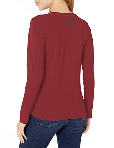 Life is Good Womens Long Sleeve Crusher Holiday Graphic V-Neck T-Shirt, Cranberry Red, Small