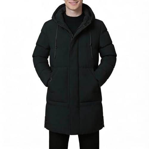 Image of Men's Long Padded Jacket Winter Hooded Coat Puffer Windproof Parka