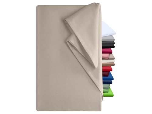 npluseins Bettlaken 150x250cm Leintuch ohne Gummizug Tuch ist ideal Terrasse Reisen Camping und Tischtuch - Wohnmobil Laken - Betttuch ohne Gummizug 100% Baumwolle, ca. 150 x 250 cm, beige