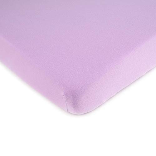 Image of SheetWorld Fitted Pack N Play Playard Sheet Compatible with Ity By Ingenuity Rompity Rest Easy Playard 29 x 40 inches, 100% Cotton Jersey, Hypoallergenic, Butter Soft, Solid Lavender, Made in USA