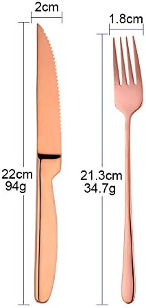 BISDARUN Steak Cutlery Sets Rose Gold Serrated Steak Knives and Forks Set Serves for 2 Stainless Steel Dinner Forks X2 Steak Knives X2 - Image 3