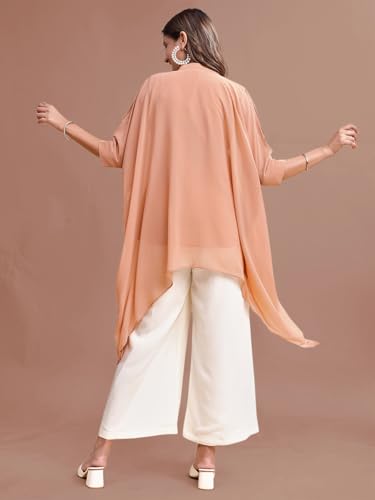 Image of Womanista Georgette Coord Set for Women Stylish || Embroidered Coord for Women || Kaftaan Set