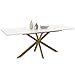 IDMarket - Tavolo da pranzo allungabile rettangolare Alix 6-10 persone piede ragno ottone piano effetto marmo dorato Alaska 160-200 cm immagine