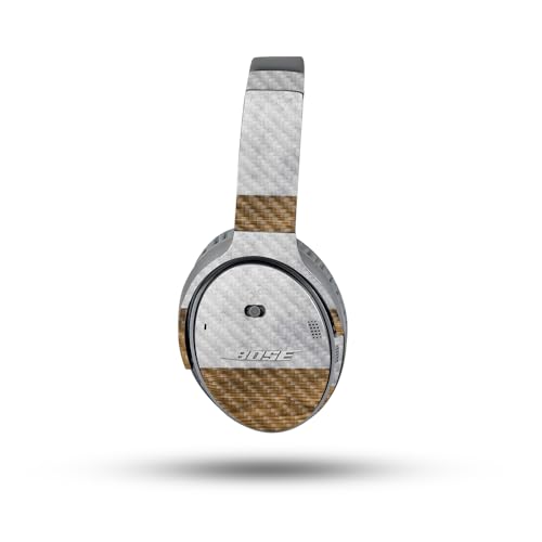 Image of MightySkins Carbon Fiber Skin Compatible with Bose QuietComfort 35 II Headphones - Concrete Wood | Protective, Durable Textured Carbon Fiber Finish | Easy to Apply