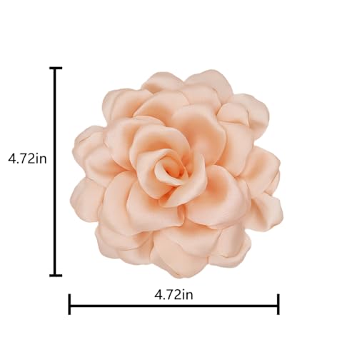 Image of Large Camellia Satin Fabric Flower Brooch Pins Hairpin for Women,ladies. (Champagne)