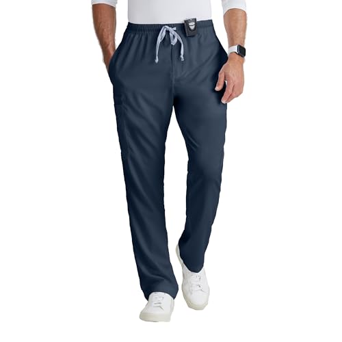 BARCO Grey’s Anatomy Classic Evan Scrub Pant for Men – Steel, 5-Pocket Zip-Fly Scrub Bottoms with Natural Stretch, Soil Release Fabric, and Super-Soft Finish – Medium, Regular Fit