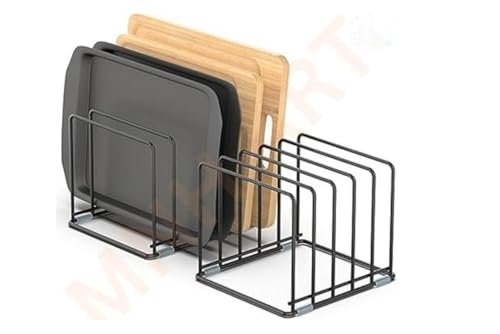 Image of Cast Iron Frying Pan Holder Organizer Rack, Pans Pot Stand cutting board Dish Rack Storage Stand for Kitchen Cabinet, Countertop, [ Without pan] (22 centimeter)