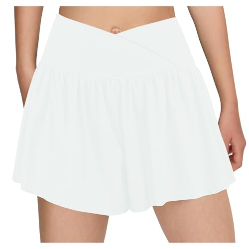 Short atlético feminino rodado com bolso borboleta shorts 2 em 1 saia de corrida shorts de torcida t
