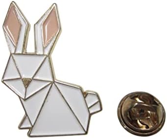 White Toned Origami Rabbit Hare Lapel Pin image 3