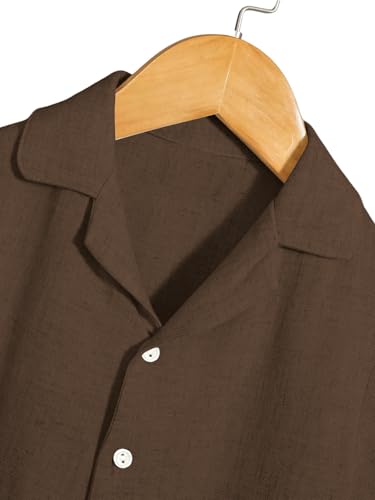 Image of Verdusa Boy's 2 Piece Sets Linen Set Going Out Summer Outfits Button Up Shirt and Pants Set Matching Sets