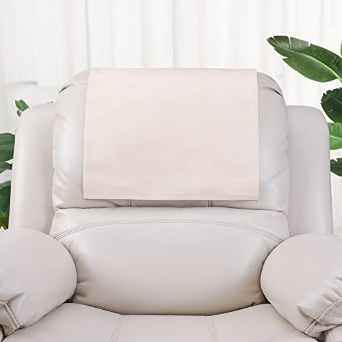 Premium Headrest Cover for Recliner Chair, Vinyl Leather furniture Sofa Headrest Covers, Flame Retardant Wear Resistant Recliner Headrest Cover for Office Chair Theater loveseat Seat, 17W*27L (Beige)