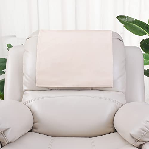 Premium Headrest Cover For Recliner Chair, Vinyl Leather Furniture Sofa Headrest Covers, Flame Retardant Wear Resistant Recliner Headrest Cover For Office Chair Theater Loveseat Seat, 17W*27L (Beige) #TOP11