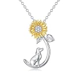 PLATYCO Dog Necklace 925 Sterling Silver Sunflower Dog Pendant Necklace Jewelry Gifs for Women Girl