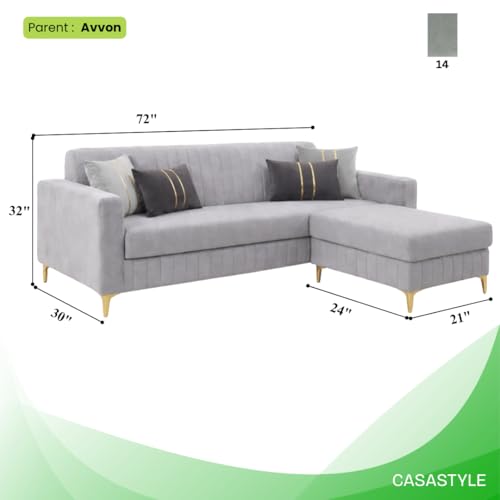 Image of CASASTYLE Noviq 4 Seater L Shape Sofa Set with Movable Ottoman | Flexible Left or Right Layout | Cozy Velvet Fabric | Soft Touch Seating | Modern Designer Sofa for Living Room (Light Grey)