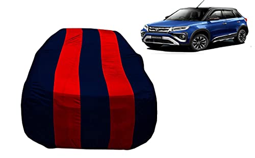 Image of Auto Hub Car Cover Compatible with Urban Cruiser with Weather Proof, Mirror Pocket, Triple Stitched, Urban Cruiser Car Cover- Navy-Red