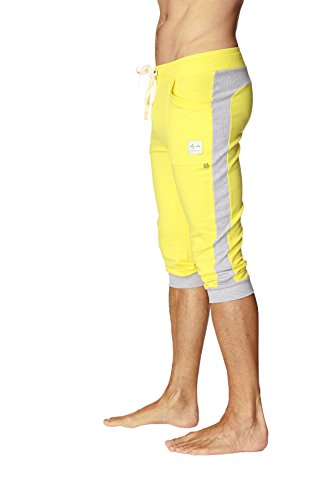 4-rth Men's Transition Cuffed Yoga Pant (X-Small, Yellow w/Heather Grey)