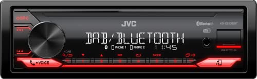 JVC KD-X282DBT USB-Autoradio mit DAB+ & Bluetooth Freisprecheinrichtung (USB, AUX-In, 1 x Pre-Out 2,5V, Soundprozessor, 4x50 W, rote Tastenbeleuchtung)