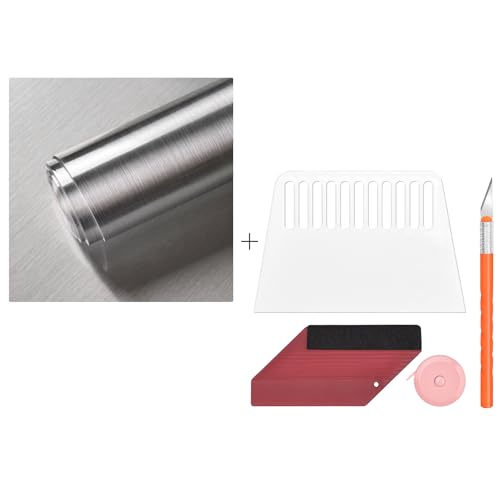 Cohoo Home17.7“×393” Stainless Steel Contact Paper Peel and Stick Wallpaper Smoothing Tool Kit