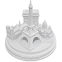 Paris City Skyline 3D Model Landmark Replica Round Matte White 5 12 inches