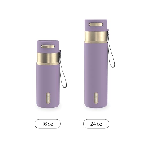 Image of Contigo AutoSeal 16 oz Stainless Steel Vacuum-Insulated Water Bottle with Leakproof Push-Button Spout & Lock, Carry Strap, BPA-Free & Lead-Free, Dishwasher Safe