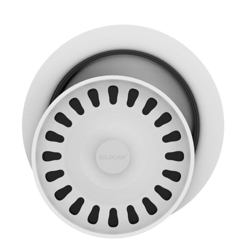 Elkay LKQD35PT Polymer Disposer Flange with Removable Basket Strainer and Rubber Stopper, Putty