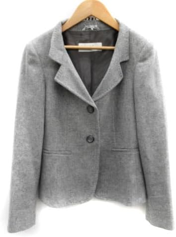マックスマーラ MAX MARA 白 テーラード ジャケット ミドル シングルボタン ウール アンゴラ混 36 S グレー SM37