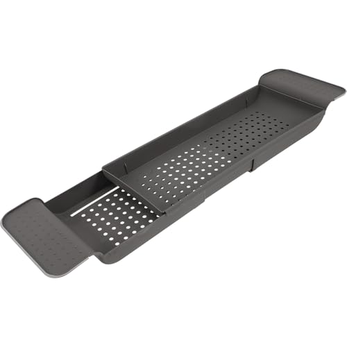 Plateau de bain réglable en PP extensible avec support tablette pour baignoire