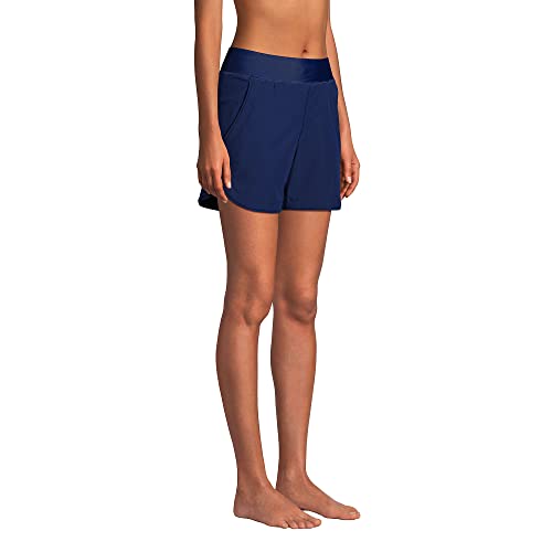 Lands' End Womens Comfort Waist 5In Swim Short Panty Deep Sea Navy Regular 14 #TOP3