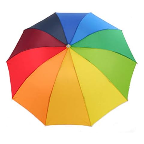 YUEMING Umbrella Windproof Compact Travel Umbrella, Ergonomic Handle Rainbow Color 10 Rib, Compact Light, Folding Backpack Umbrella for Rain Men and Women Cover