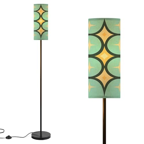 Mid Century Modern Floor Lamps for Living Room Vintage 1950s Retro Atomic Geometric Standing Lamps with Linen Lampshade Tall Lamp Metal Pole Lamp for Bedroom Office Reading