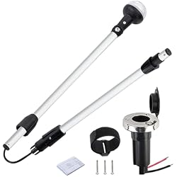 Besramtic Folding Stern Light Boat Anchor Light LED Marine Navigation Lights Pole USCG 2 NM All Round White with Base 12 Volts 54 Inches