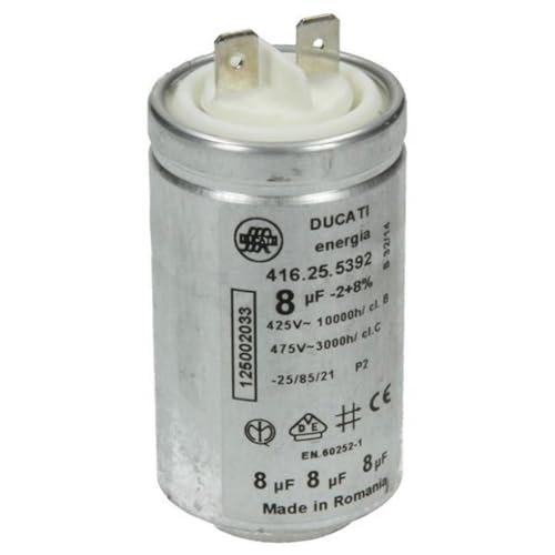 Electrolux Electrolux AEG Anlaufkondensator Kondensator 8 µF uF 450V DUCATI energia 416.25.5392 mit Steckfahnen für Wäschetrockner 1250020334 125002033