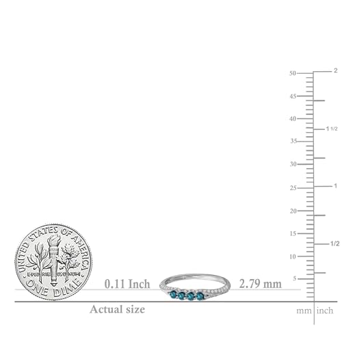 Dazzlingrock Collection 0.50 Cttw 14k Round Blue And White Diamond Anniversary Wedding Stackable Band, Solid White Gold3