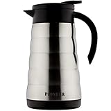 Pioneer SVC-800S Thermo Isolierkanne mit Druckknopf Hochwertiger Edelstahl Doppelwandige Vakuum Isolierung 8 Stunden Heiß/Kalt Kaffeekanne Karaffe 100% Auslaufsicher Stahl/Schwarz 0.8 L, 18/10
