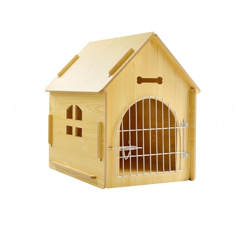 MORLU ペットハウス 室内犬 猫小屋木製ゲージ 小型犬屋内 組み立て簡単 防風 防雨よけ 暑さ対策 防寒 四季通用 家庭 (XL,ナチュラル + ドア)