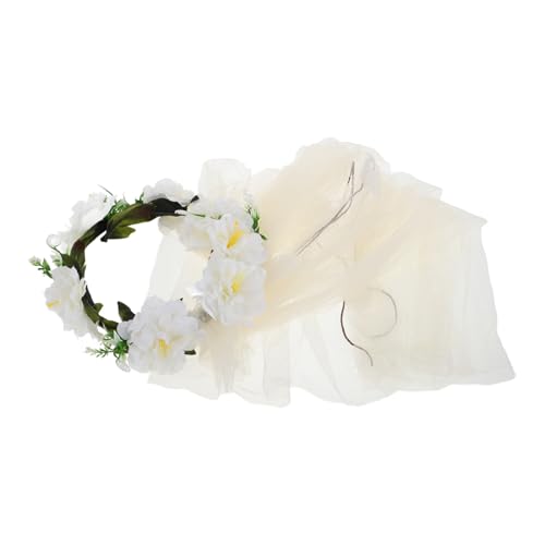 minkissy Couronne De Fleurs Unique - Élégante Coiffe Pour Mariage Accessoires Renaissance Voile Accessoire De Costume Fantôme Voile De Nuptiale