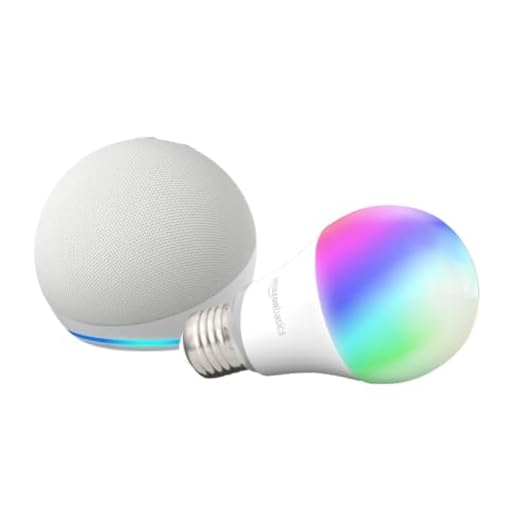 Echo Dot (5th Gen) | Glacier White with Amazon Basics Smart Color Bulb