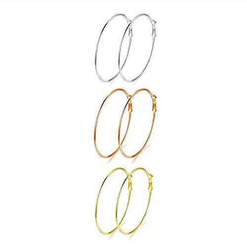 Luvfun - Juego de pendientes de aro grandes para mujer, de acero inoxidable