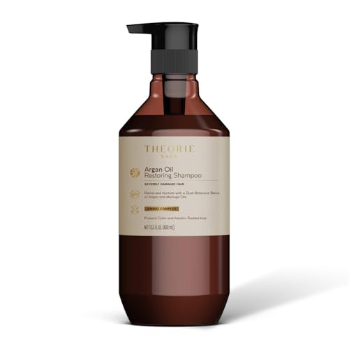 Theorie Argan Oil Restoring Shampoo | Rejuvenate & Moisturize - Suited for All Hair Types - Safe for Color & Keratin Treated Hair, Pump Bottle 400mL