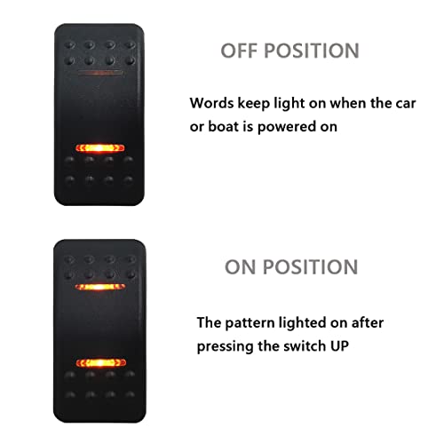 Image of Waterproof Momentary Button Rocker Switch 5P SPST (ON)-Off Dual Orange Lamp Light Bar Retractive Toggle Switch Compatible with Car Boat Vehicle Bus Motorcycle RV 12V 24V