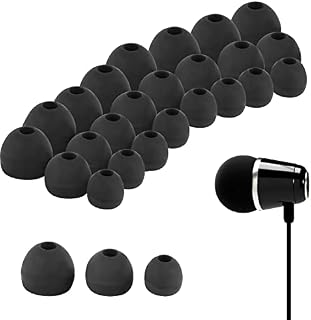 kuou 24 Pieces Silicone Earbuds, Replacement Earbud Tips with Portable Storage Box , Ear Tips Earbuds for In-Ear Headphones (S/M/L, Black)