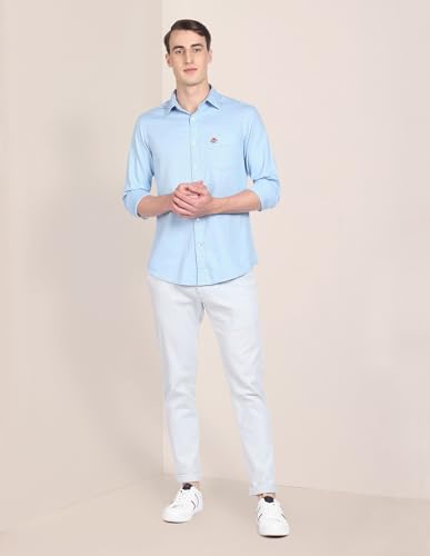 Image of U.S. Polo ASSN. Men's Solid Spread Collar Premium Cotton Dobby Tailored Fit Shirt
