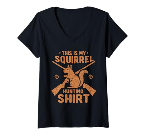 Mujer Camiseta de Caza con Texto en inglés This Is My Squirrel Camiseta Cuello V