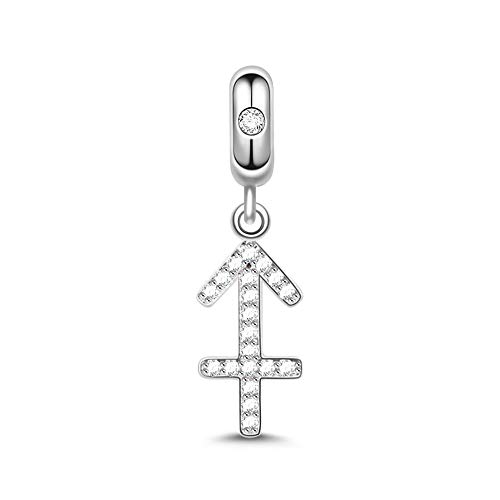 Gnoce Sternzeichen Charms Constellation Charms Anhänger Sterling Silber Sternzeichen Dangle Charms mit Zirkonia fit für Armband/Halskette Frauen Mädchen (Schütze)