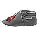 Bemesu Lauflernschuhe Baby Krabbelschuhe Lederpuschen Kinder Hausschuhe aus weichem Leder für Mädchen und Jungen Grau Feuerwehrauto (XL, 18-24 M, EU 23-24)