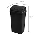 Sterilite 4-Pack Swing Top Wastebasket, Sleek Square Profile Trash Can, 13 Gallon, Black - Modern Garbage Bin for Kitchen, Bathroom, Garage and Workspace, Fits 13 Gal Liners - Image 3